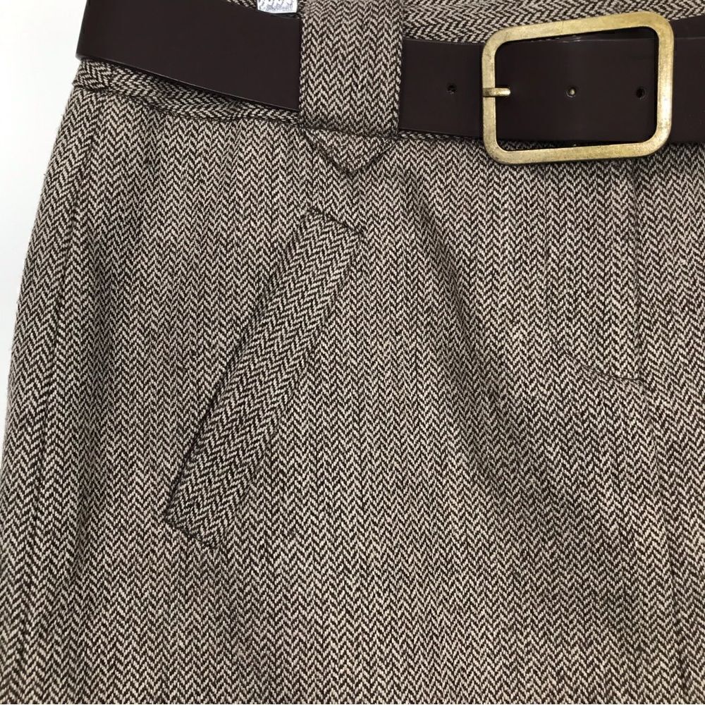 Fenn Wright Mason Brown Tweed Belted Mini Skirt - Picture 2 of 15